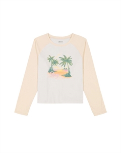 Футболка с длинным рукавом реглан для девочек 7–16 лет, белый Roxy