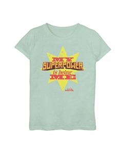 Футболка для девочек 7–16 лет «Капитан Марвел. Моя суперсила — это быть мной»., светло-зеленый Licensed character