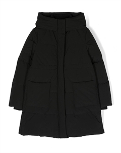 Пальто с капюшоном и вышитым логотипом, черный Monnalisa