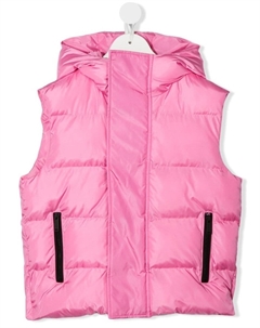 Дутый жилет с капюшоном и логотипом, розовый Dsquared2
