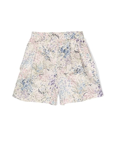 Шорты со складками и цветочным принтом, нейтральный цвет Simonetta