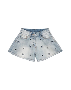 Джинсовые шорты с вышивкой, синий Chiara ferragni