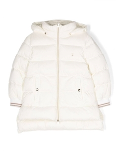 Пуховик с капюшоном и вышитым логотипом, белый Herno