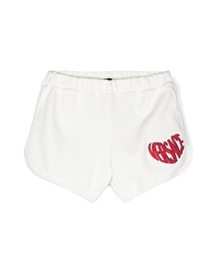 Kids короткие шорты Heart с вышитым логотипом, белый Versace