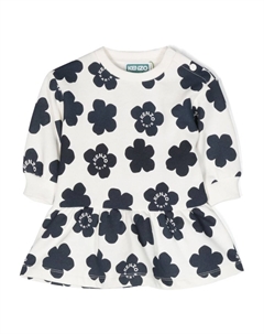 Платье с длинными рукавами и цветочным принтом, белый Kenzo kids