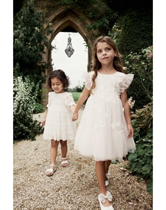 Сетчатое платье с цветочным узором для девочек (3–16 лет), белый Next