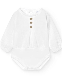 Комплект из 2 детских боди с длинными рукавами и планками на пуговицах, белый Babidu