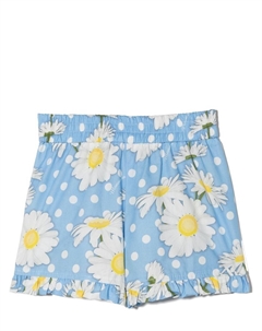 Шорты с оборками и цветочным принтом, синий Monnalisa