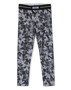 Легинсы с эластичным поясом и принтом, черный Msgm kids