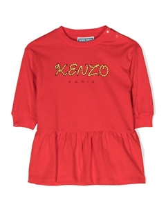 Платье с длинными рукавами и логотипом, красный Kenzo kids