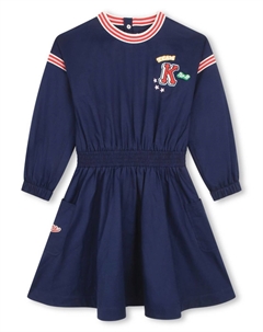 Расклешенное платье с логотипом, синий Kenzo kids