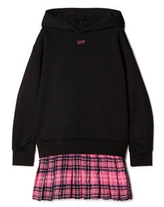 Kids клетчатое платье Off Stamp с капюшоном, черный Off-white