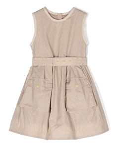 Платье A-силуэта со складками, нейтральный цвет Moncler enfant