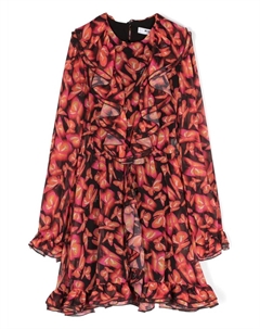 Платье с оборками и принтом, красный Msgm kids
