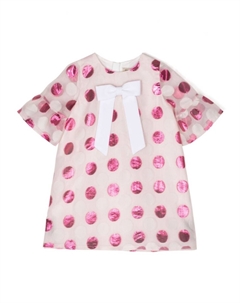 Платье в горох с бантом, розовый Hucklebones london