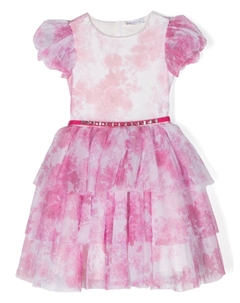 Платье мини с цветочным принтом, белый Monnalisa