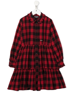 Клетчатое платье с длинными рукавами, черный Dsquared2