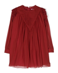 Расклешенное шелковое платье с длинными рукавами, красный Chloé kids