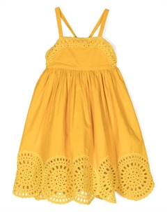 Платье ампирного силуэта с английской вышивкой, желтый Stella mccartney kids