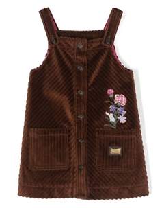 Вельветовое платье с цветочной вышивкой, коричневый Dolce&gabbana