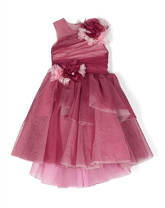 Шелковое платье с цветочной аппликацией, розовый Marchesa