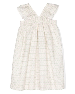 Платье с оборками и принтом, белый Bonpoint