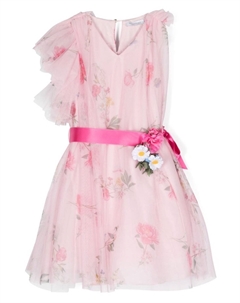 Платье с цветочным принтом и V-образным вырезом, розовый Monnalisa