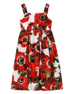 Платье миди с принтом Anemone, красный Dolce&gabbana
