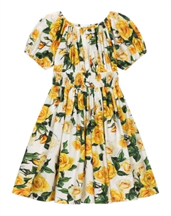 Платье с принтом Rose, желтый Dolce&gabbana