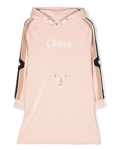 Платье с капюшоном и вышитым логотипом, розовый Chloé kids