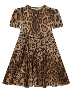 Платье миди с леопардовым принтом, коричневый Dolce&gabbana
