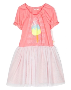 Платье с тюлем и логотипом, розовый Billieblush