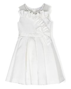 Платье с кристаллами и оборками, белый Monnalisa