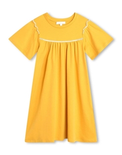 Платье из органического хлопка с короткими рукавами, желтый Chloé kids