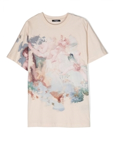 Kids платье-рубашка с графичным принтом, нейтральный цвет Balmain