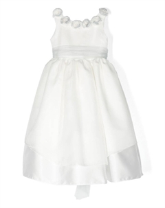 Шелковое платье с цветочной аппликацией, белый La stupenderia