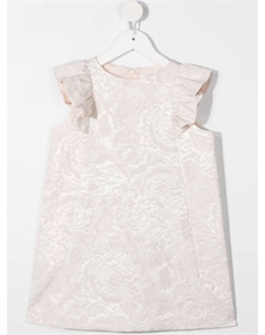 Жаккардовое платье без рукавов с цветочным узором, нейтральный цвет Bonpoint