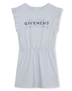 Kids платье с оборками и логотипом, синий Givenchy