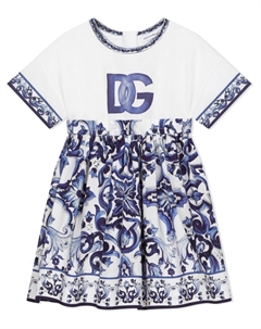 Платье с принтом Majolica, синий Dolce&gabbana