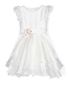 Платье с короткими рукавами и цветочной аппликацией, белый Monnalisa