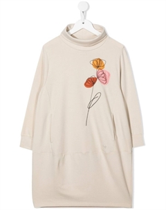Платье-толстовка с цветочной аппликацией, нейтральный цвет Il gufo