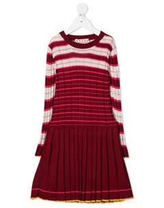 Трикотажное платье с плиссированной юбкой, красный Marni