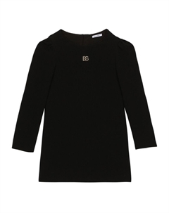 Платье с длинными рукавами и вышитым логотипом DG, черный Dolce&gabbana