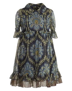 Шелковое платье-рубашка с принтом пейсли, синий Etro