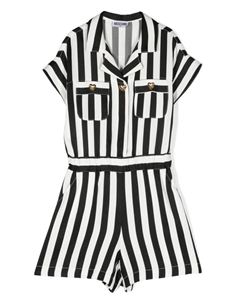 Полосатый комбинезон с заостренным воротником, белый Moschino kids