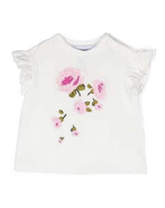 Футболка с аппликацией и оборками, белый Simonetta