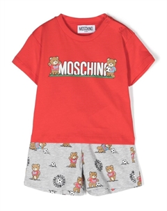 Комплект из футболки и шортов с принтом Teddy Bear, красный Moschino kids