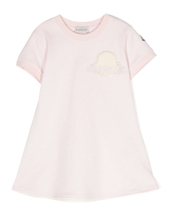 Платье с вышитым логотипом, розовый Moncler enfant
