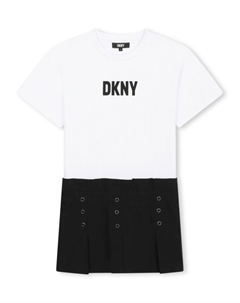 Платье со складками и логотипом, белый Dkny