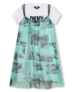 Многослойное платье А-силуэта с графичным принтом, зеленый Dkny